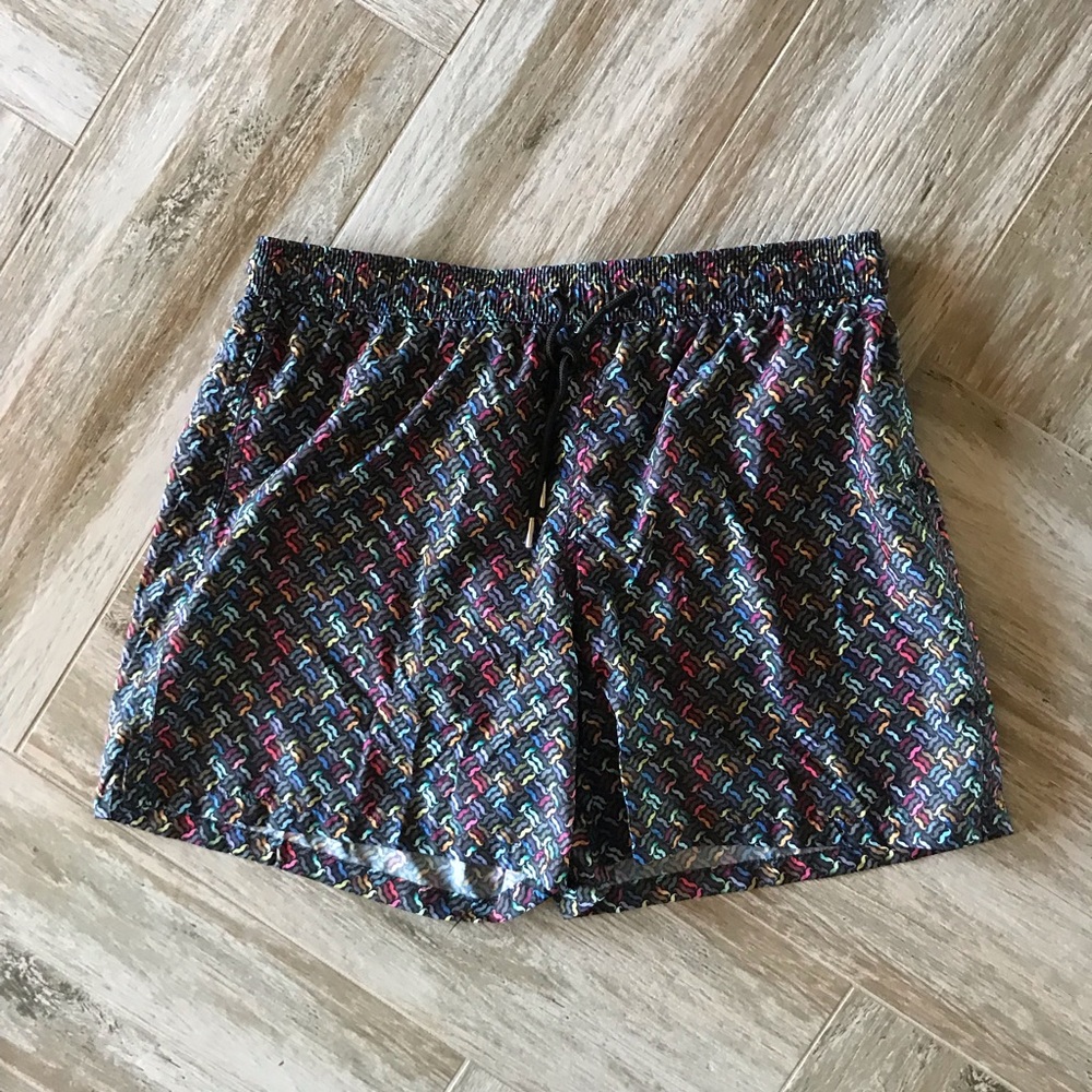 Jared Lang Mustache Print Swim Trunks